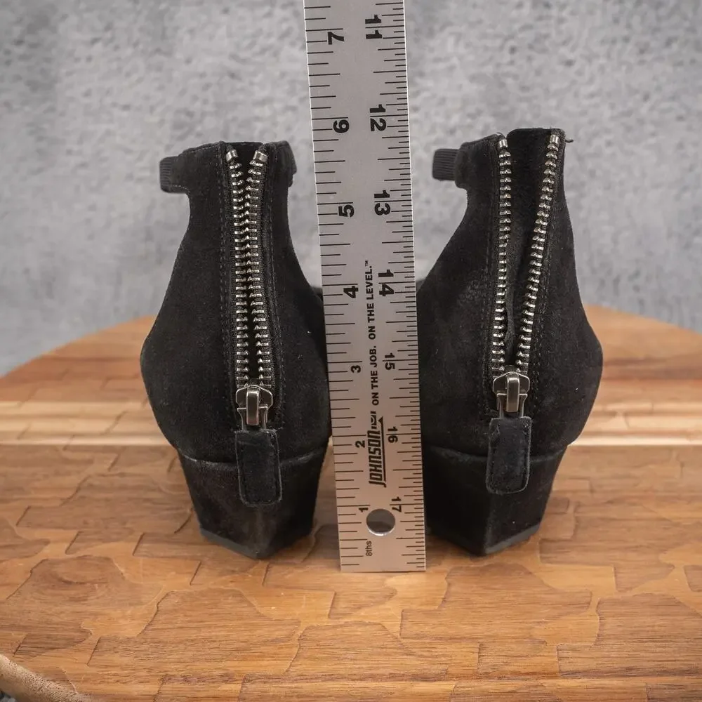 Eileen Fisher Ingle Nubuck Zip‎ Ballerina Pumps Sandals Black Size 8